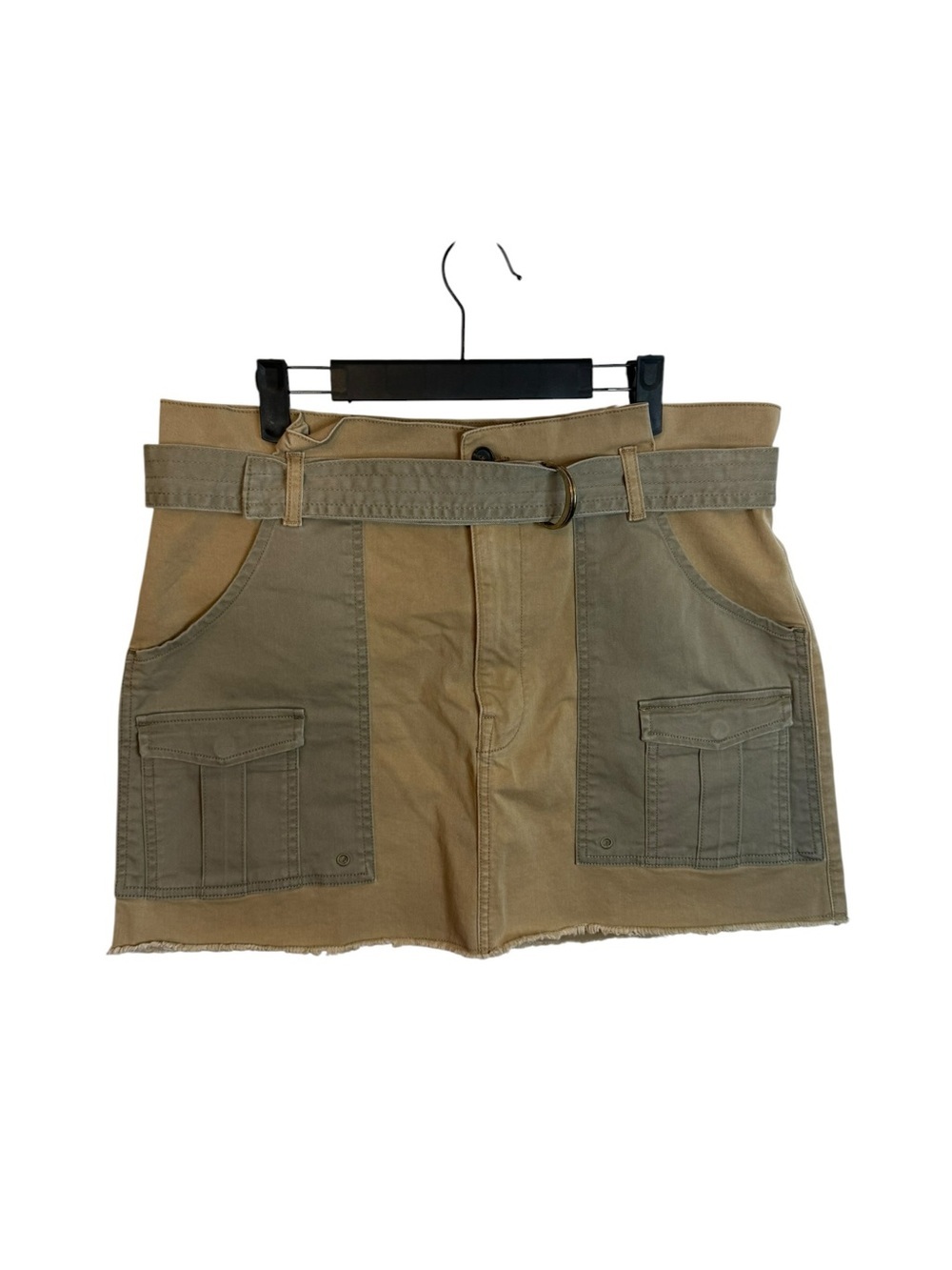 Frame Denim Two Toned Cargo Utility Mini Skirt